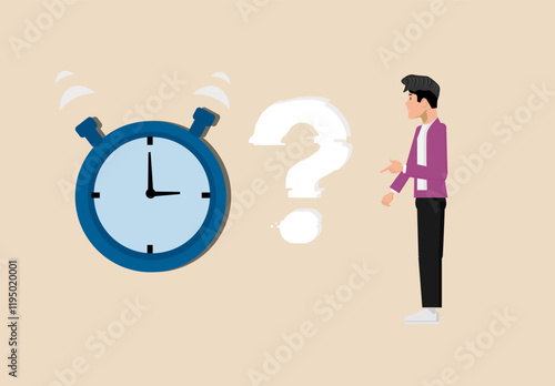 Flexible working hours, work life balance or focus and time management while working from home concept, Young men work with proper time