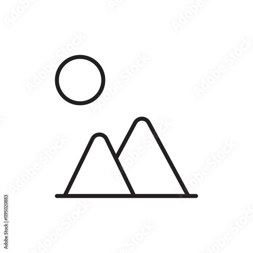 Mountain icon Thin line vector