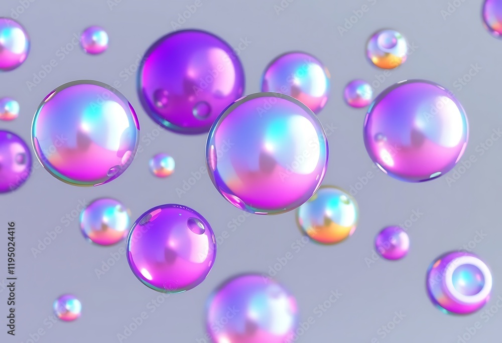 Iridescent Purple Bubbles Floating Soft Pastel Background Iridescent Purple Bubbles Floating Soft Pastel Background