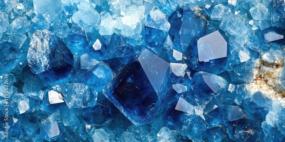 Blue crystal formations with varying shades of blue and aquamarine, featuring sharp angular shapes and a glossy surface, prominently positioned throughout. Blue crystal formations with varying shades of blue and aquamarine, featuring sharp angular shapes and a glossy surface, prominently positioned throughout.