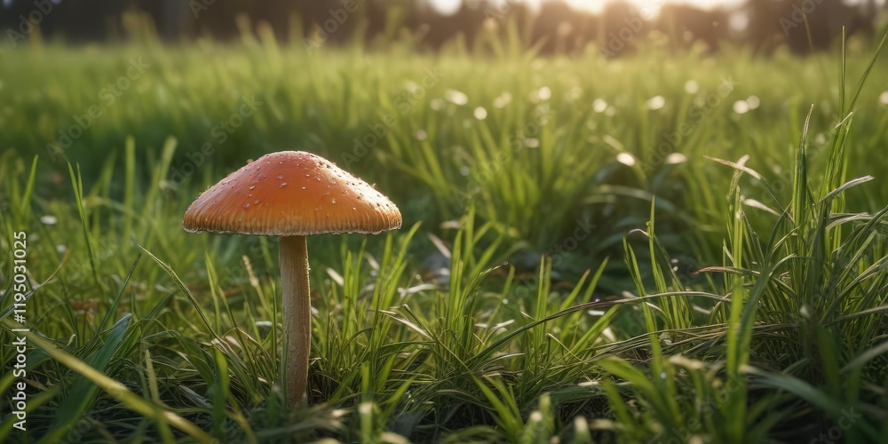 A lone mushroom growing in a field of tall grass, grass, lone mushroom, wild mushroom A lone mushroom growing in a field of tall grass, grass, lone mushroom, wild mushroom
