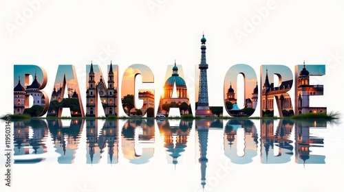 Bangalore letters City, Word illustration, travel and tourism in India Attraction Wall Gift Decoration