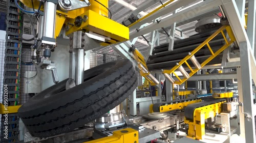Industrial assembly line automation in tire manufacturing factory