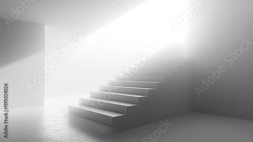 The interior features a soothing pale gray gradient with a sleek matte finish, complemented by illuminated stairs that enhance the modern and tranquil atmosphere