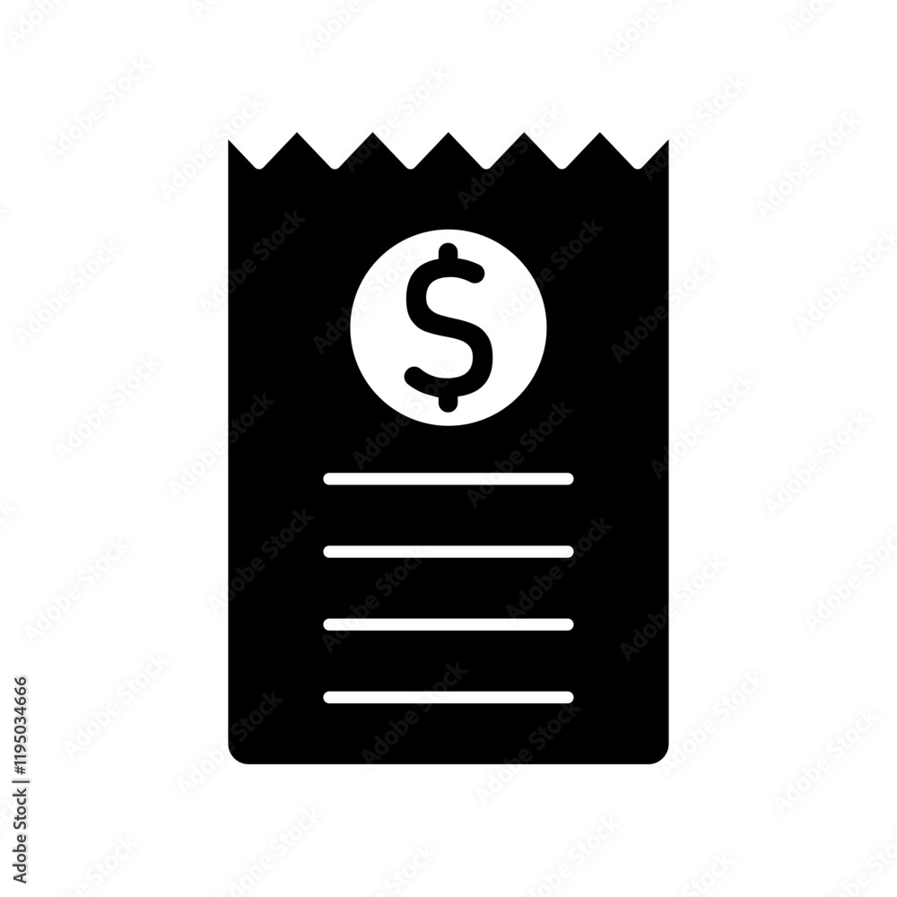 Icon a RECEIPT, isolated against a clean background. Icon a RECEIPT, isolated against a clean background.