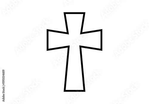 Icono negro de cruz o crucifijo cristiano en fondo blanco