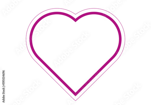 Corazón de trazo rosa grueso y delgado