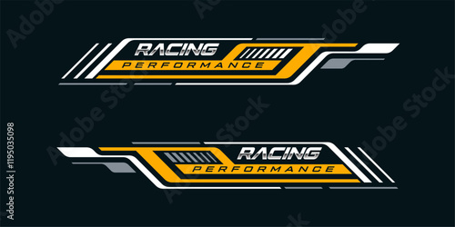 sporty line sticker design. Graphic sport decal vinyl element. Rally dynamic motion. Racing design vector set.