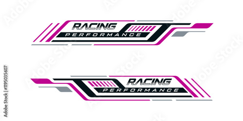 sporty line sticker design. Graphic sport decal vinyl element. Rally dynamic motion. Racing design vector set.