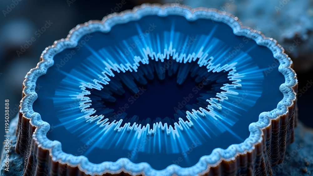 Abstract Background. A unique piece of blue rock that features a noticeable hole right in the middle, captivating and intriguing to behold
