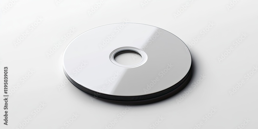 Closed CD case resting on a plain white background with a shiny, reflective surface and a dark edge creating a minimalist, modern look. Closed CD case resting on a plain white background with a shiny, reflective surface and a dark edge creating a minimalist, modern look.