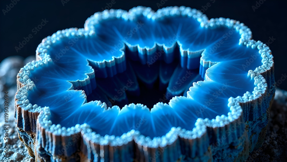 Abstract Background. A unique piece of blue rock that features a noticeable hole right in the middle, captivating and intriguing to behold