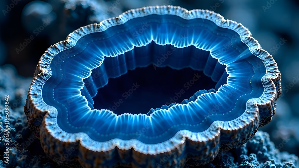 Abstract Background. A unique piece of blue rock that features a noticeable hole right in the middle, captivating and intriguing to behold