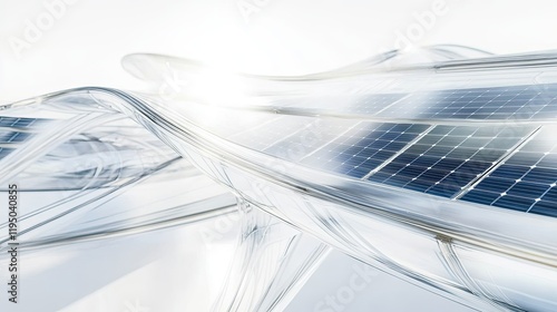 Futuristic solar panels integrated with sleek transparent struct photo