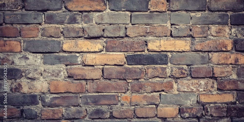 Fototapeta premium Vintage brick wall texture with warm earthy tones featuring dark and light brown bricks arranged in a uniform pattern for classic aesthetic appeal.