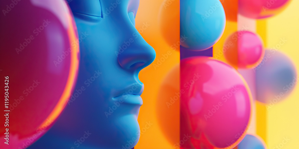 Abstract Profile Portrait with Glossy Spheres Abstract Profile Portrait with Glossy Spheres