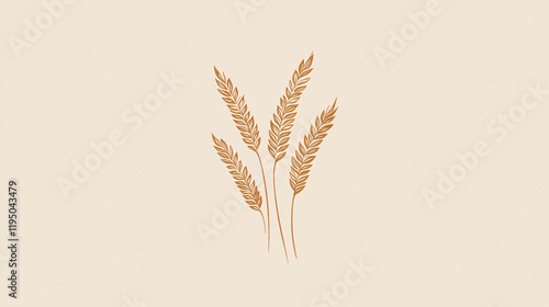 An artistic wheat-themed logo design with clean lines and natural, earthy tones. photo