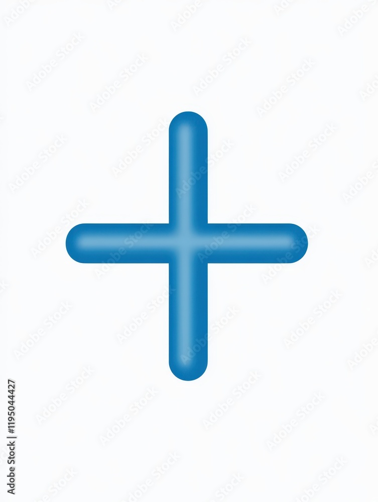 Clean and modern symbol featuring rounded ends that represents addition or positivity against a minimalist background in bright blue color Clean and modern symbol featuring rounded ends that represents addition or positivity against a minimalist background in bright blue color