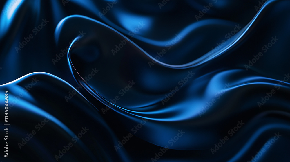 Obraz premium An atmospheric midnight blue design featuring clean lines, glowing neon highlights, and smooth transitions, ideal for creating futuristic, high-end digital visuals and branding content.