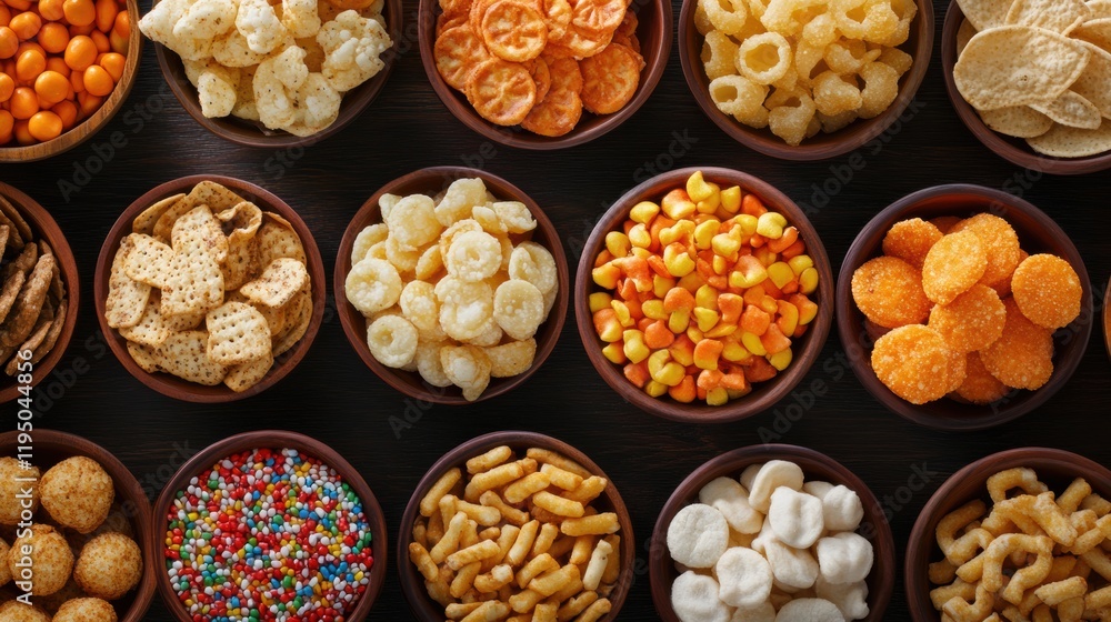 Fototapeta premium a variety of snacks in bowls on a table