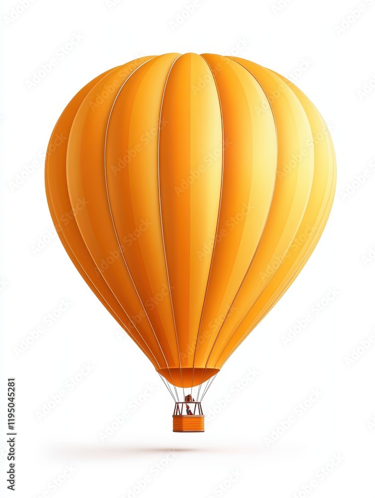 Fototapeta premium A vibrant hot air balloon adorned with vertical stripes drifts serenely across the azure sky, creating a picturesque scene on this clear day