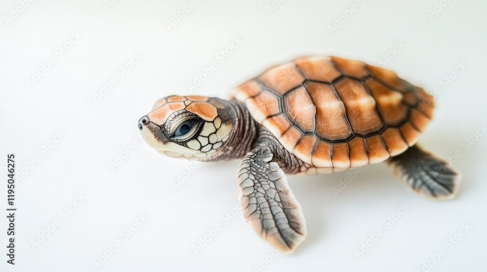 Obraz premium Cute baby turtle showcases intricate shell patterns and vibrant
