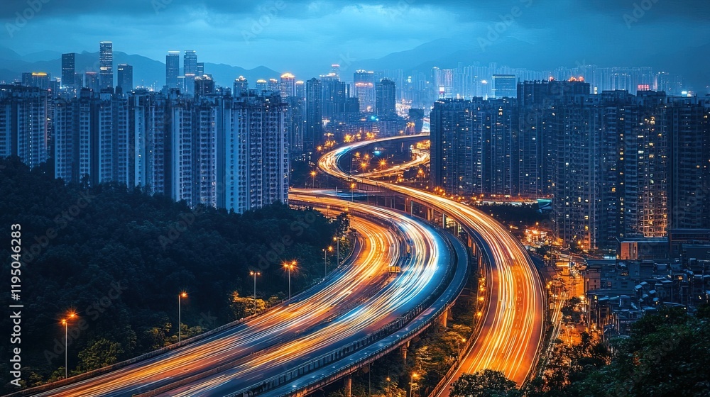 Fototapeta premium Night highway dynamic flow