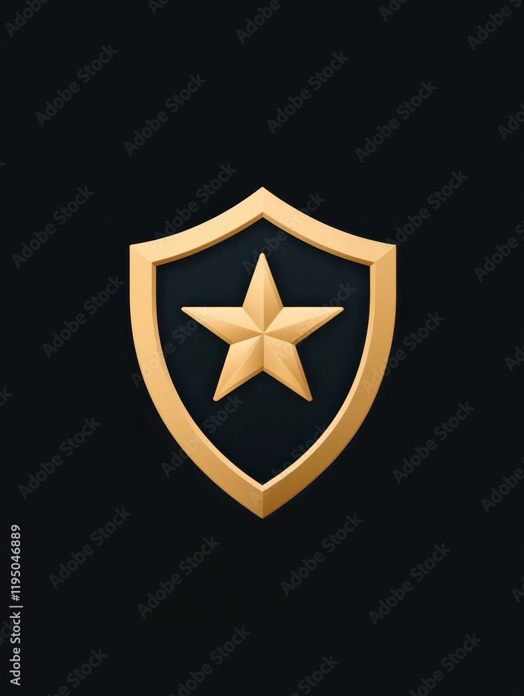Simple golden shield logo featuring a star at the center on a dark background, showcasing a classic design ideal for branding or security themes Simple golden shield logo featuring a star at the center on a dark background, showcasing a classic design ideal for branding or security themes