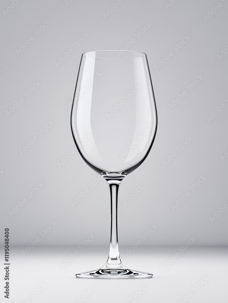 Elegant wine glass standing upright against a soft gray background, showcasing its fine craftsmanship and simplicity in design, perfect for any dining occasion or celebration atmosphere Elegant wine glass standing upright against a soft gray background, showcasing its fine craftsmanship and simplicity in design, perfect for any dining occasion or celebration atmosphere