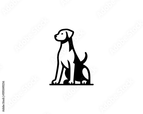 Silhouette Dog logo design icon symbol vector illustration. Black and White Dog Logo photo