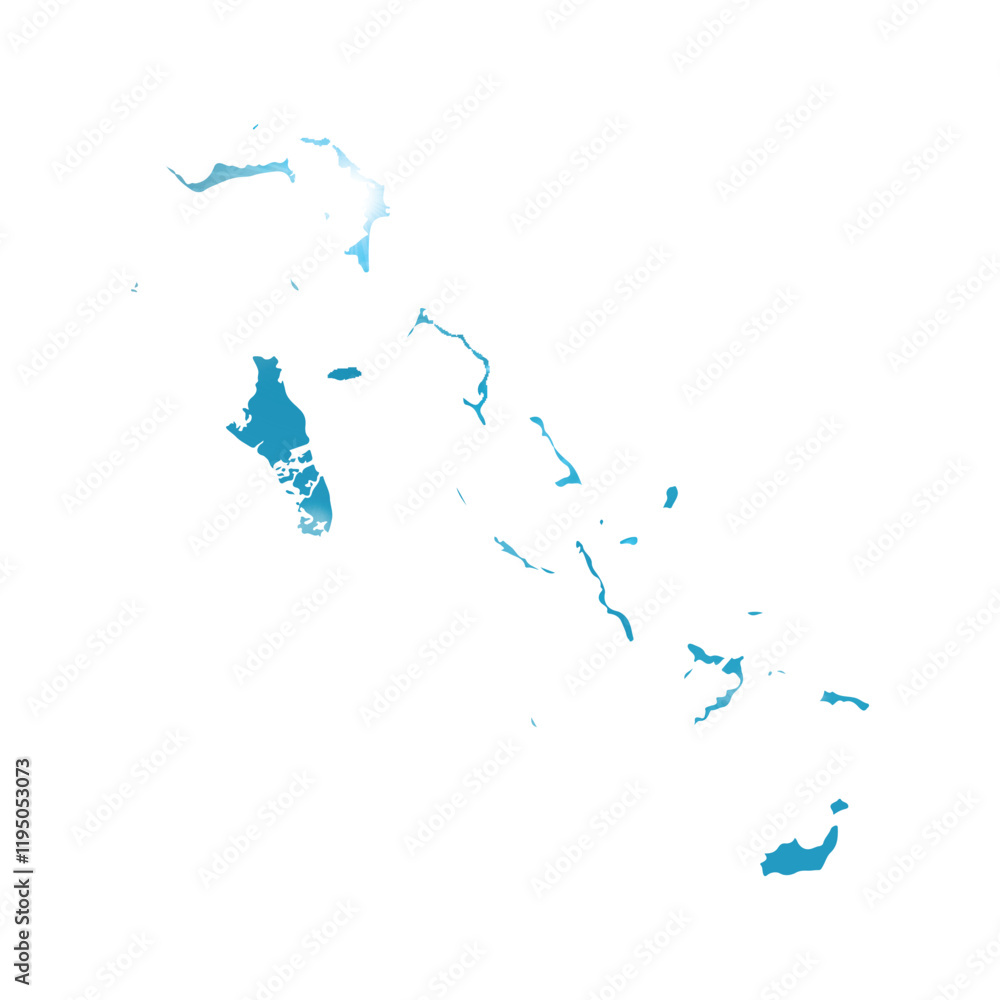 Fototapeta premium Map of BAHAMAS with Beautiful Sun and Clouds in Body