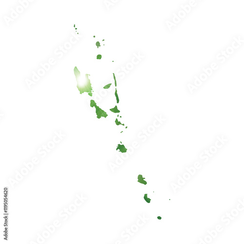 Map of VANUATU with Beautiful Sun and Clouds in Body