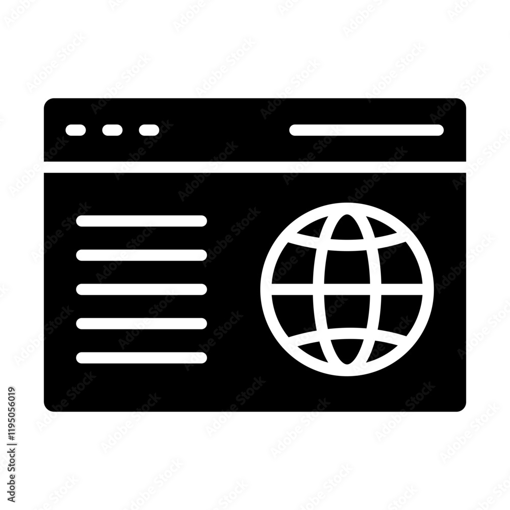 Webpage Vector Glyph Icon Design Webpage Vector Glyph Icon Design