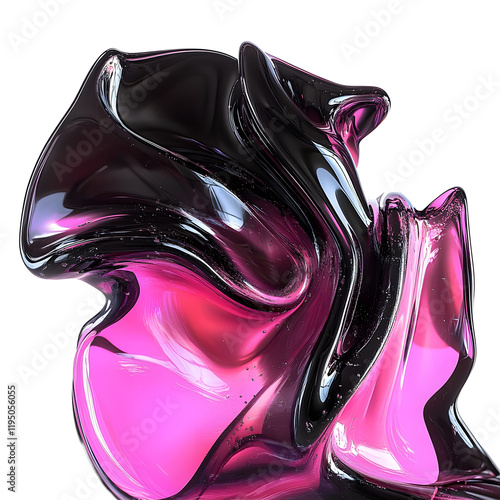 abstract pink black fluid glass isolated