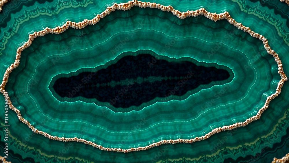 Abstract Background. A unique piece of green rock that features a noticeable hole right in the middle, captivating and intriguing to behold