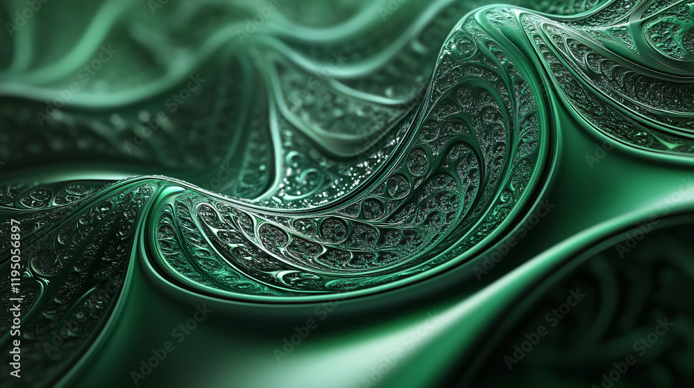 Obraz premium An emerald green design with intricate patterns, subtle textures, and a polished finish, ideal for luxury brands and high-end marketing visuals.