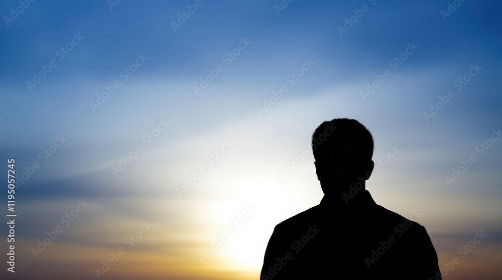 Silhouette of Person Against Sunset Sky Silhouette of Person Against Sunset Sky