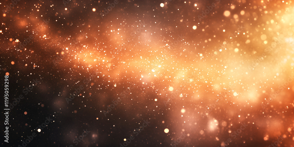 Obraz premium Cosmic Ember Glow: An abstract image depicting a celestial expanse filled with swirling nebulae, glittering stardust, and warm, amber hues. Evokes feelings of wonder, mystery and cosmic energy. 