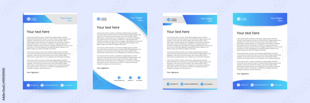 Blue letterhead template set. Blue letterhead template set.