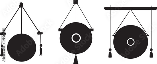 Silhouette of a Chinese gong vector silhouette