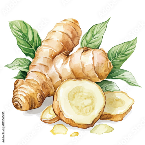 A watercolor vector of Ginger, isolated on a white background. Ginger vector.
