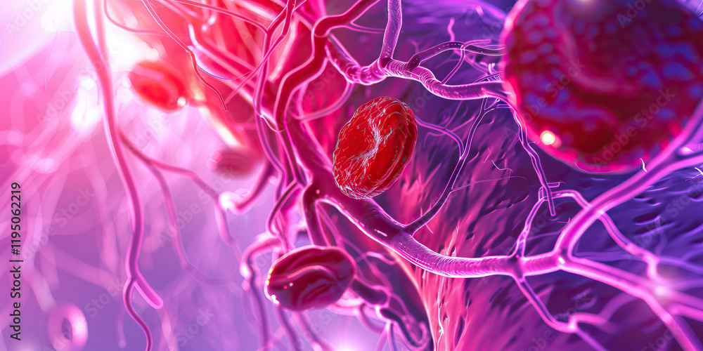 Digital Microscopic Rendering of Blood Vessels and Erythrocytes Digital Microscopic Rendering of Blood Vessels and Erythrocytes