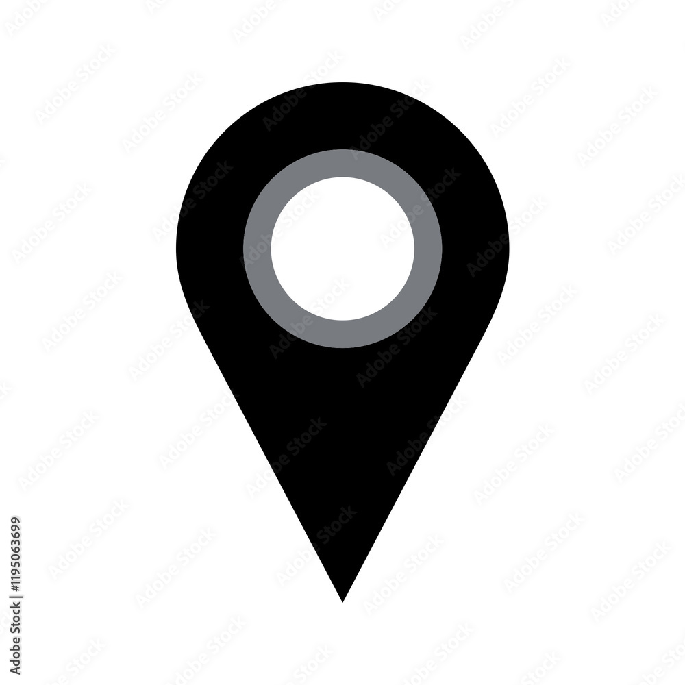 Map pointer icon, GPS location symbol, Maps pin, Location map sign on transparent background