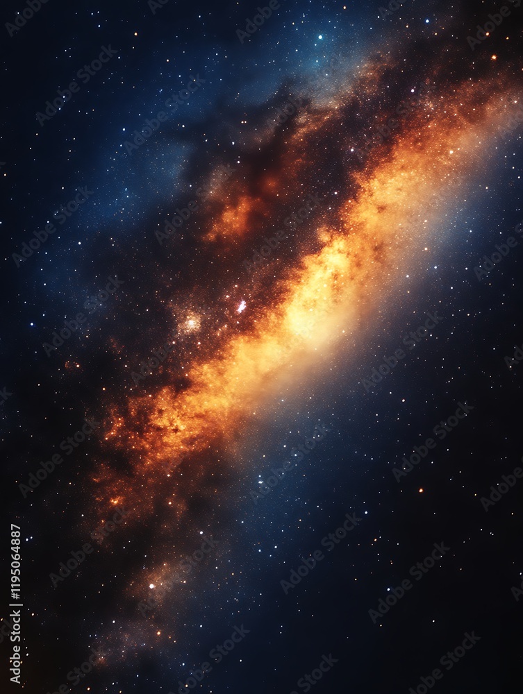 Fototapeta premium Fiery nebula in deep space.