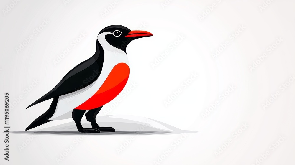 Fototapeta premium A basic penguin illustration in a modern style, without eyes.