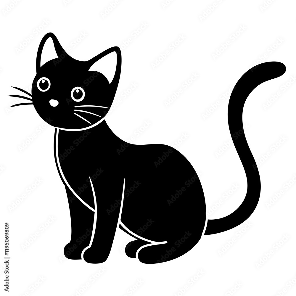 Cat silhouette and line art Cat silhouette and line art
