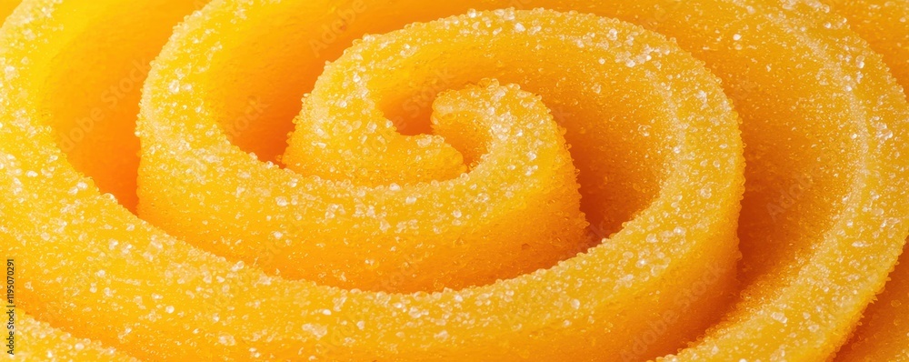 Close up of Sweet Sugary Orange Spiral Gummy Candy Texture Close up of Sweet Sugary Orange Spiral Gummy Candy Texture