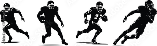 American football player collection, silhouette football player. Generative ai