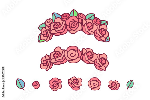 vector flower crown. red rose wreath headband
