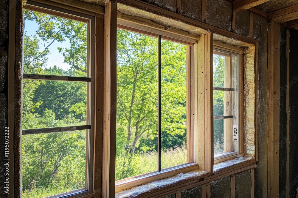 Fototapeta premium New Construction Home Windows with Nature View
